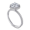 14K White Gold Round Hidden Halo Diamond Engagement Ring