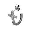 Sterling Silver CZ Curved Cross Stud Earrings