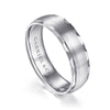 14K White Gold 6mm - Satin Finish Men's Wedding Band with Carved Edge