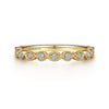 Vintage Inspired 14K Yellow Gold Marquise and Round Station Diamond Anniversary Band