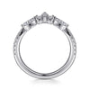 Curved 14K White Gold Marquise and Round Diamond Anniversary Band