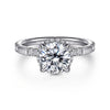 14K White Gold Round Hidden Halo Diamond Engagement Ring