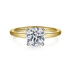 14K White and Yellow Gold Hidden Halo Round Diamond Engagement Ring