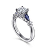 14K White Gold Round Five Stone Sapphire and Diamond Engagement Ring