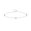 Sterling Silver Blue CZ Stations on Chain Adjustable Anklet