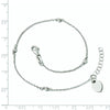 Sterling Silver Rhodium-plated Heart Dangle 9 inch Plus 1 inch Extender - Total 10 inch Anklet