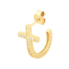 Sterling Silver CZ Curved Cross Stud Earrings