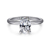 14K White Gold Oval Solitaire Diamond Engagement Ring
