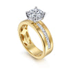 14K Yellow-White Gold Wide Band Round Diamond Engagement Ring