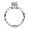 14K White Gold Round Twisted Diamond Engagement Ring