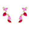 Pink Sapphire and Ruby Blossom Climber Studs