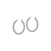 Sterling Silver Beaded and Textured Twisted Hoop Earrings
