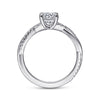 14K White Gold Round Twisted Diamond Engagement Ring