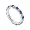 14K White Gold French Pavé Set Sapphire and Diamond Eternity Band