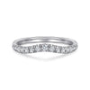 Curved Platinum French Pavé Diamond Wedding Band