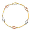 10K Tri-Color Polished Bracelet