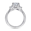 14K White Gold Round 3 Stone Diamond Engagement Ring