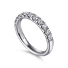 14K White Gold 11 Stone French Pavé Diamond Wedding Band