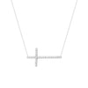 Plated Sterling Silver Long CZ Cross Necklace