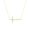 Plated Sterling Silver Long CZ Cross Necklace
