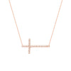 Plated Sterling Silver Long CZ Cross Necklace