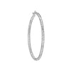 Sterling Silver 3mm x 40mm Diamond-Cut Rhodium Hoop Earrings