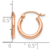 14K Rose Gold 2x12mm Polished Hoop Earrings