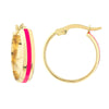 Medium Neon Pink Enamel Round Hoops