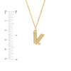 Block Lined Initial 'V' with Diamond Necklace