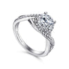 14K White Gold Round Twisted Diamond Engagement Ring