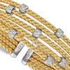 Sterling Silver Rhodium-plated Gold-plated CZ Woven Flexible Cuff