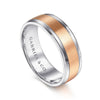 14K White-Rose Gold 7mm - Men's Wedding Band in Satin Finish