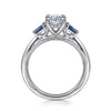 14K White Gold Round Diamond and Sapphire Engagement Ring