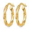 14K Polished and Textured Hoop Earrings