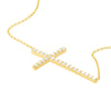 Plated Sterling Silver Long CZ Cross Necklace