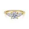 14K Yellow Gold Round Three Stone Diamond Engagement Ring