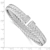 Sterling Silver RH-plated CZ Woven Flexible Cuff