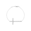 Plated Sterling Silver Long CZ Cross Bracelet