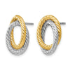 14K w/ White Rhodium Fancy Twisted Oval Post Earrings