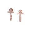 Sterling Silver CZ Curved Cross Stud Earrings