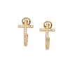Sterling Silver CZ Curved Cross Stud Earrings