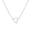 Sterling Silver Sideways Open Heart Necklace