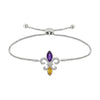 Diamond, Amethyst &amp; Citrine Gemstone Fleur De Lis Bracelet