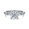 14K White Gold Round Three Stone Diamond Engagement Ring