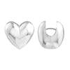 Sterling Silver Heart Puff Hoop Earrings
