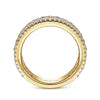 Wide 14K Yellow Gold Round and Baguette Diamond Anniversary Band