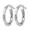 14K White Gold Polished and Textured Hoop Earrings