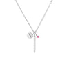 Sterling Silver Girl Mama CZ Bar Mixed Charm Necklace