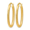 14K ForeverLite Polished and Textured Oval Hoop Earrings