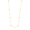 Sterling Silver Polished Bead and CZ Station Long Necklace